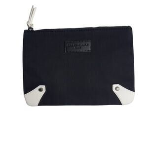 BALENCIAGA PARIS Black Canvas Travel Pouch with Leather Trim